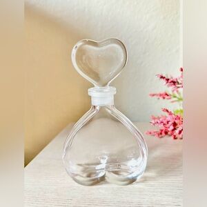 RARE VTG 1990's CRYSTAL HEART SHAPPED PERFUME BOTTLE W/ HEART STOPPER-6.4" INCH